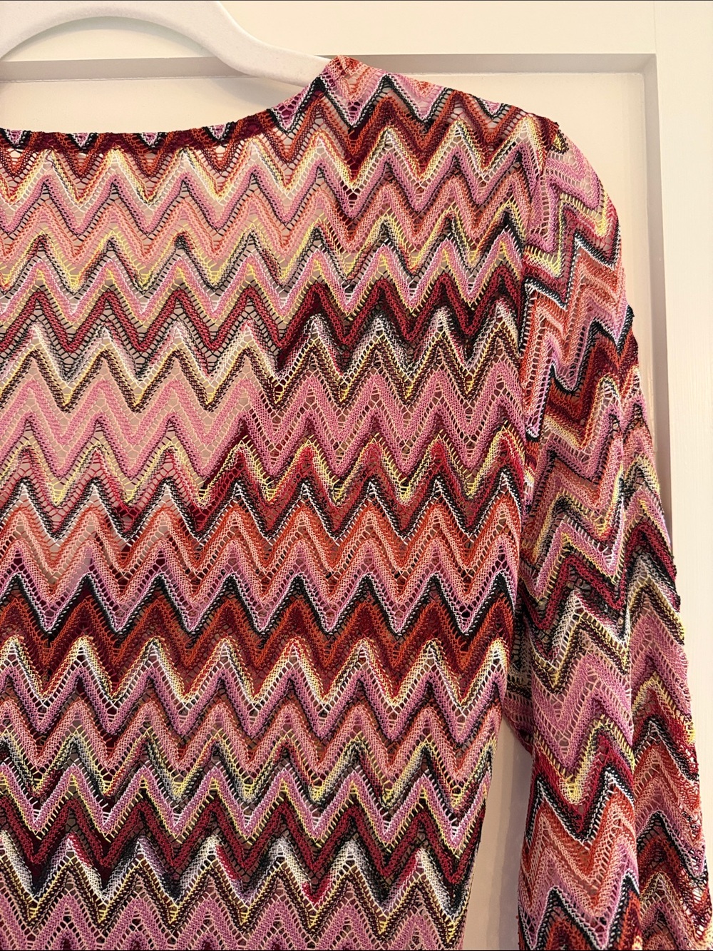 12th Tribe Pink Chevron Lace Maxi Cardigan - Picture 4 of 4